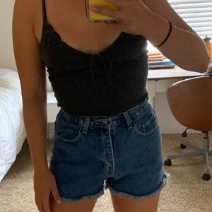 High water jean shorts
